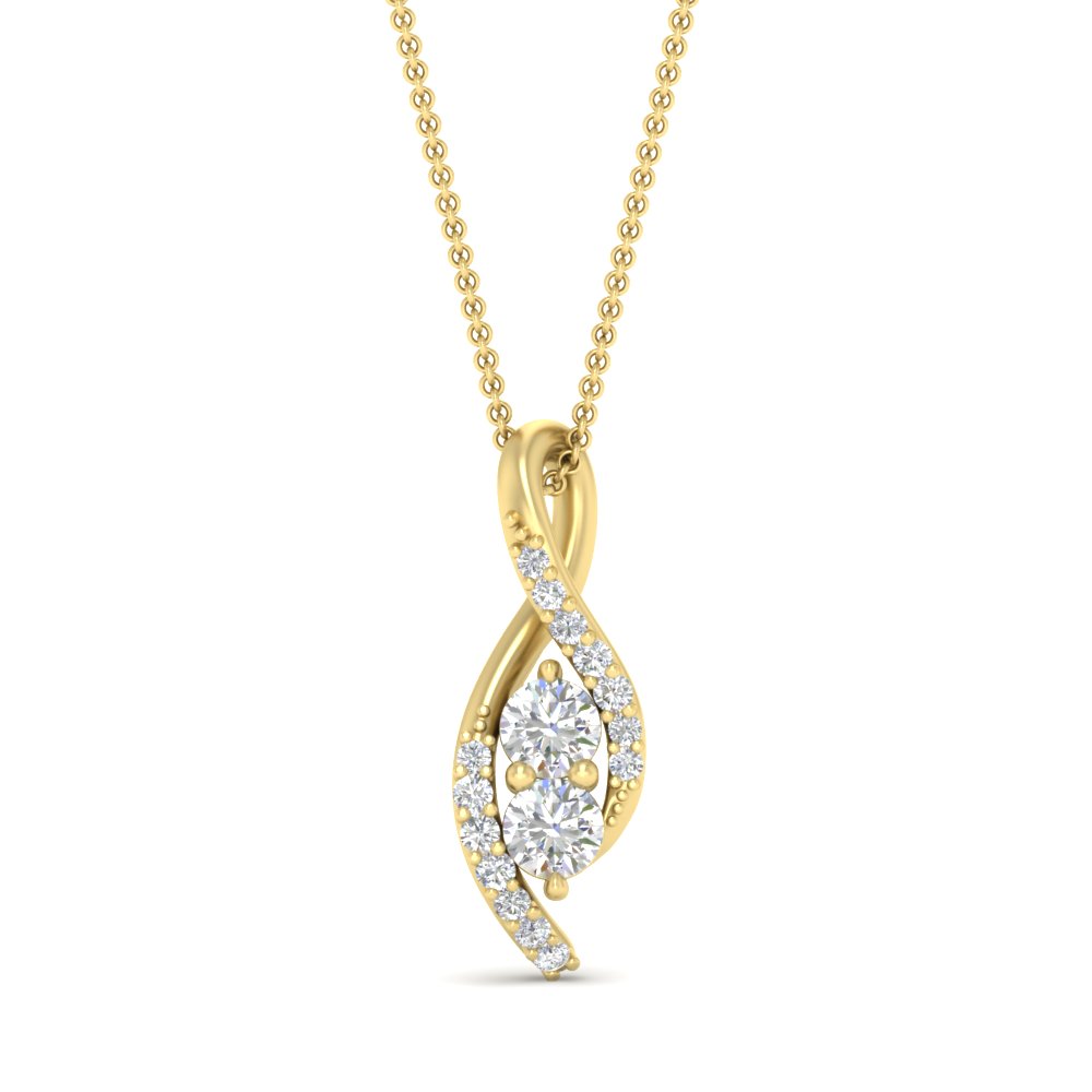 Forever Us Two Stone Infinity Pendant with 14K Yellow Gold White Diamond