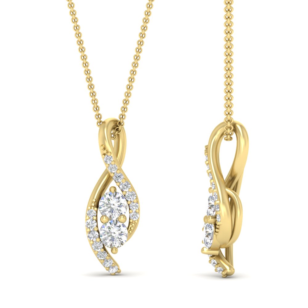Forever Us Two Stone Infinity Pendant with 14K Yellow Gold White Diamond