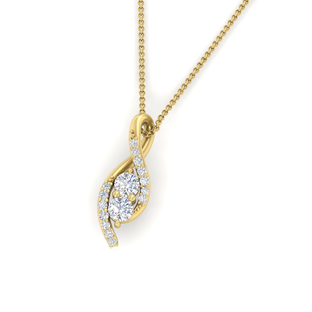 Forever Us Two Stone Infinity Pendant with 14K Yellow Gold White Diamond