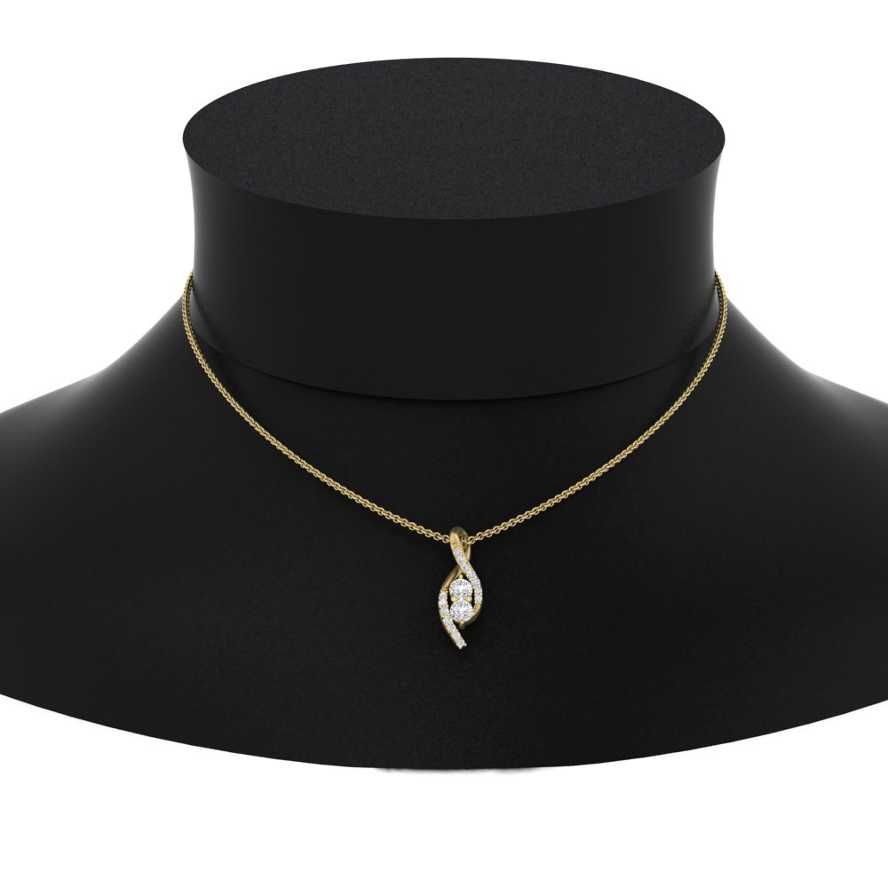 Forever Us Two Stone Infinity Pendant with 14K Yellow Gold White Diamond