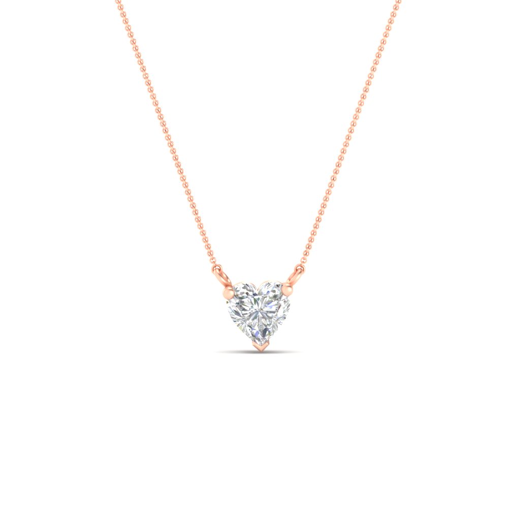 1.50 Carat Sparkling Heart Diamond Solitaire Pendant with 14K Rose Gold White Diamond