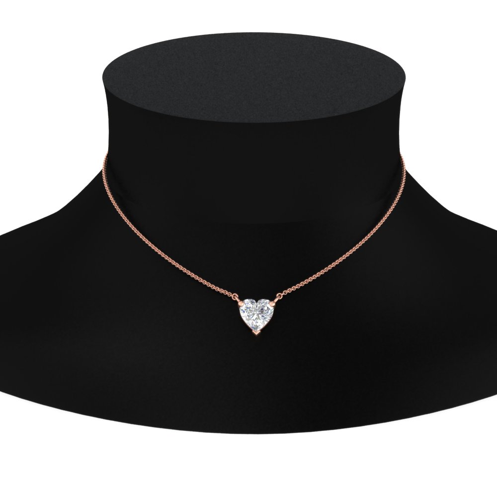 1.50 Carat Sparkling Heart Diamond Solitaire Pendant with 14K Rose Gold White Diamond