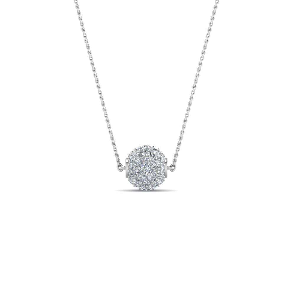 Gold Ball Pendant For Women with 14K White Gold White Diamond