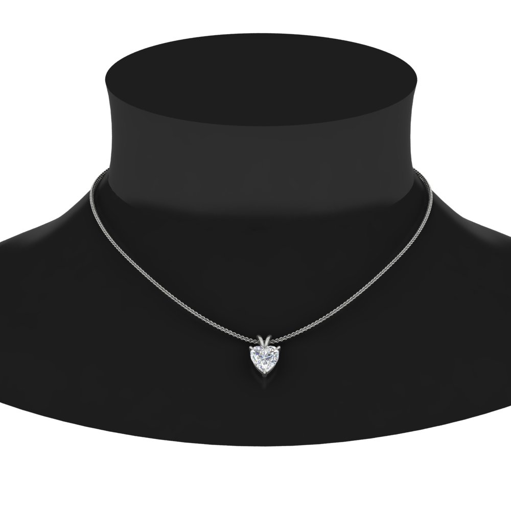 0.50 Ct. Heart Solitaire Pendant with 14K White Gold White Diamond