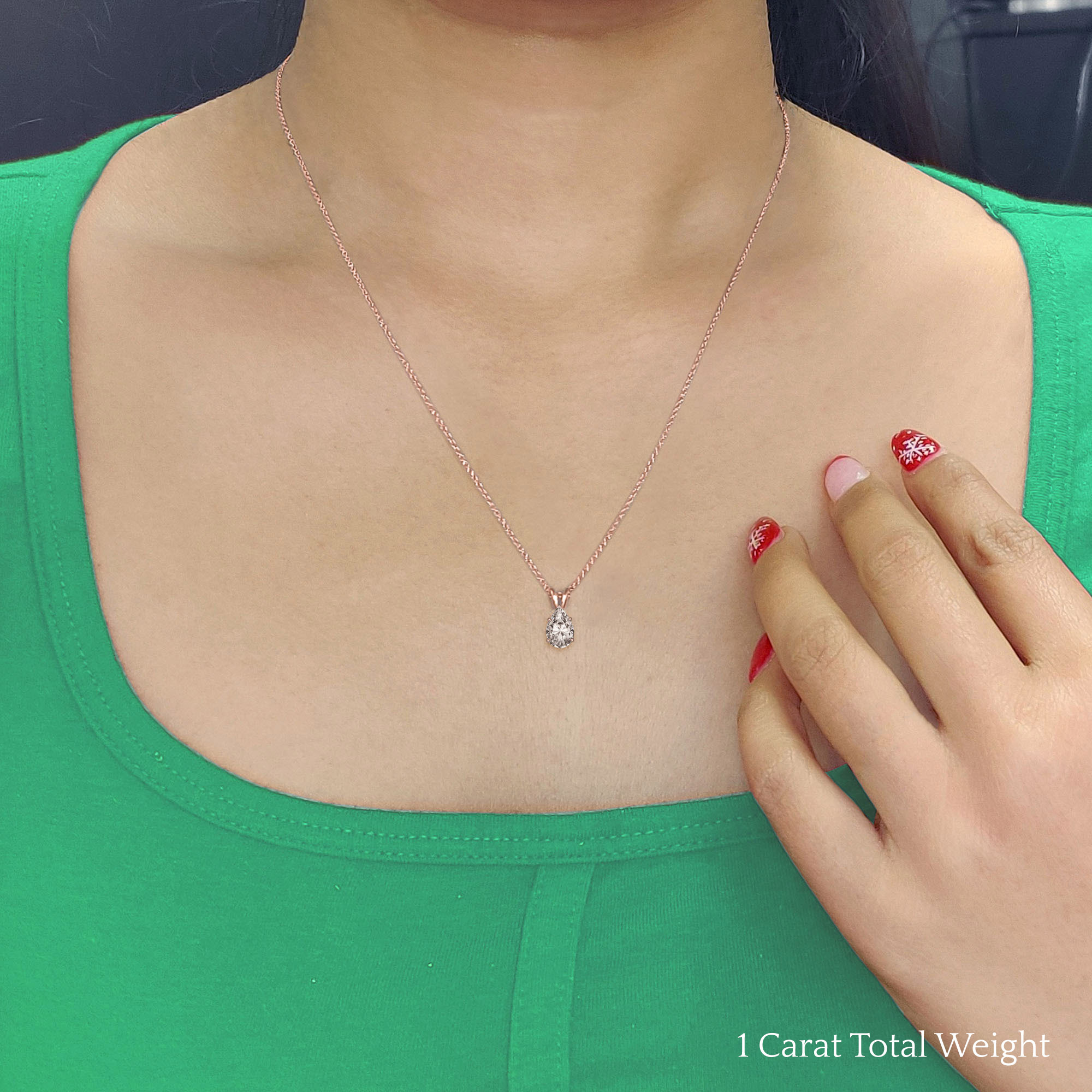 1 Carat Moissanite with Diamond Halo Pendant - Abhika Jewels