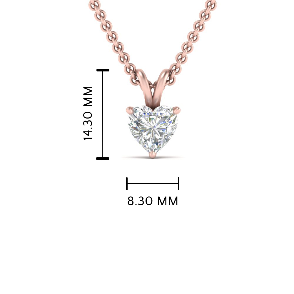 1.50 Ct. Single Heart Shaped Diamond Pendant with 14K Rose Gold White Diamond
