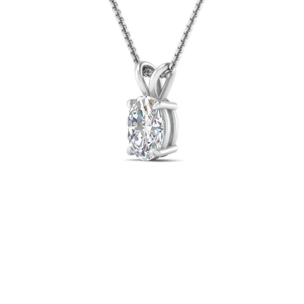 1.50 Ct. Oval Shaped Solitaire Pendant with White Diamond in 14K White Gold