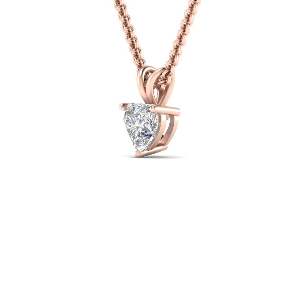2 Carat Heart Shaped Solitaire Pendant with 14K Rose Gold White Diamond