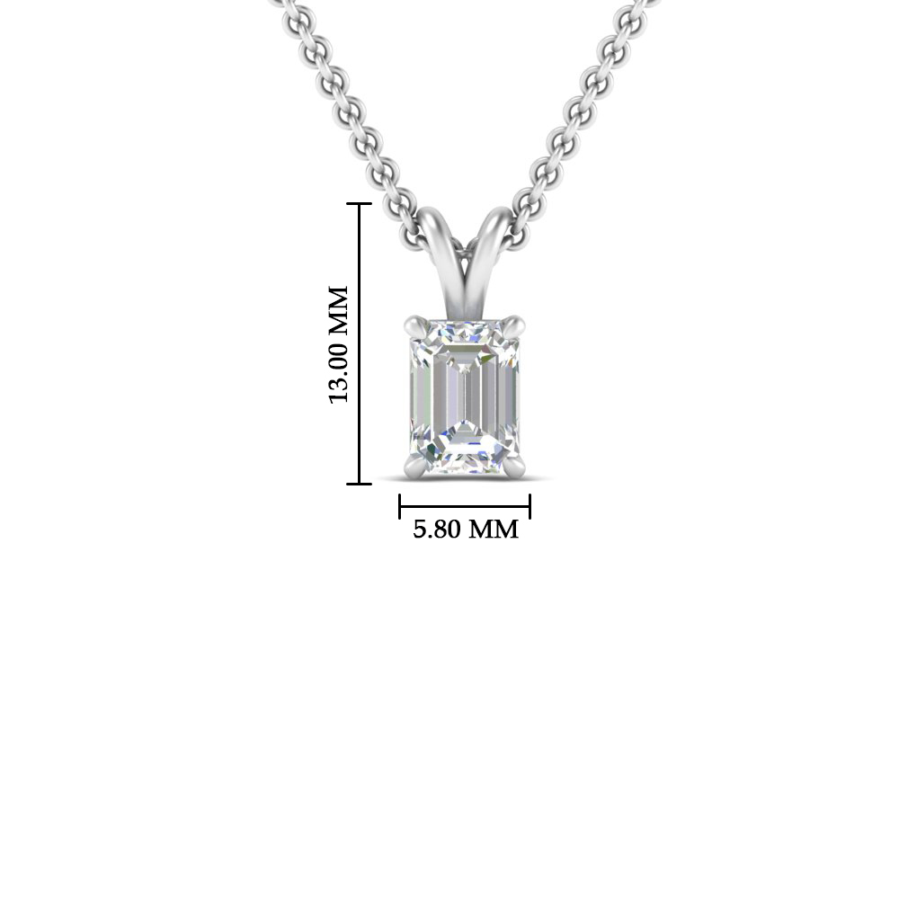 Emerald Cut Diamond Solitaire Pendant 1.50 Carat with 14K White Gold White Diamond