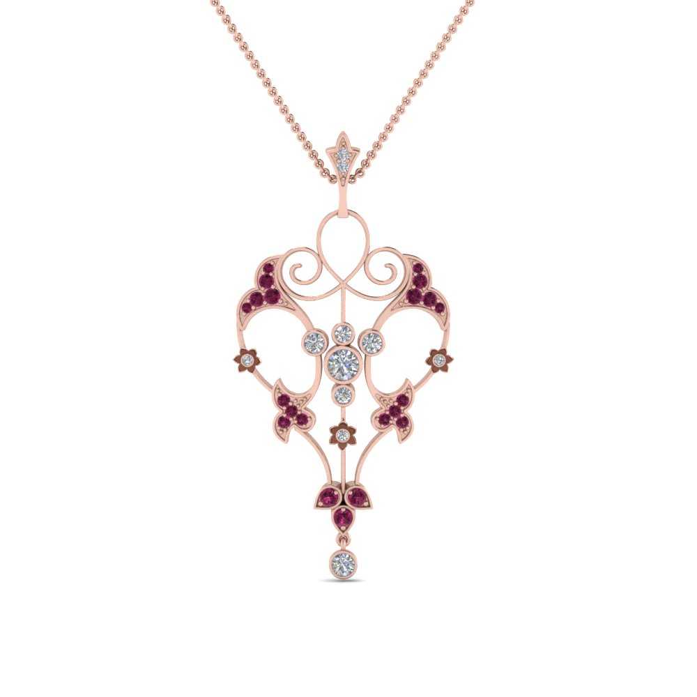 Estate Diamond & Pink Sapphire Necklace