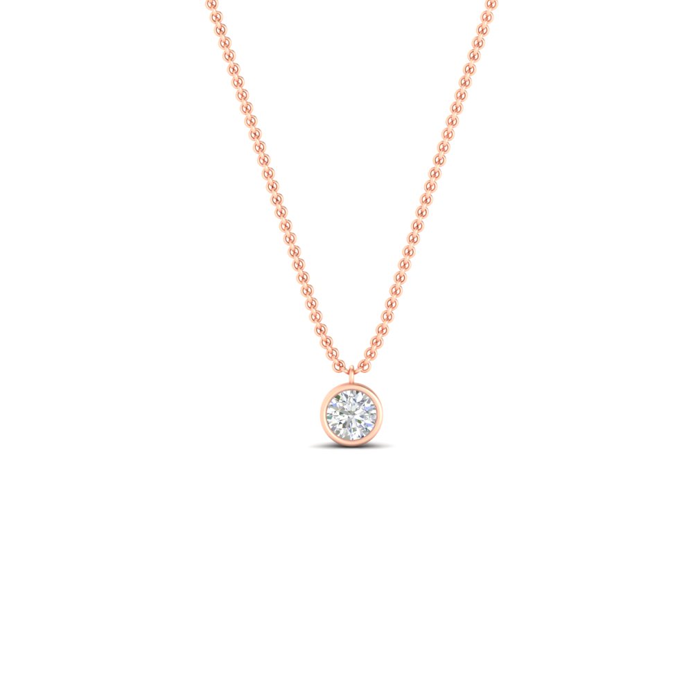 0.25 Ct Round Diamond Bezel Set Pendant with White Diamond in 14K Rose Gold