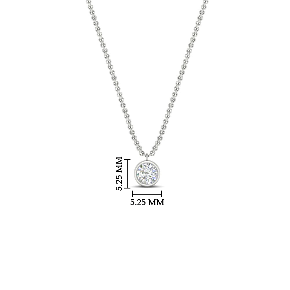  Bezel Set Round 0.25 Ct Diamond Pendant with White Diamond 14K White Gold