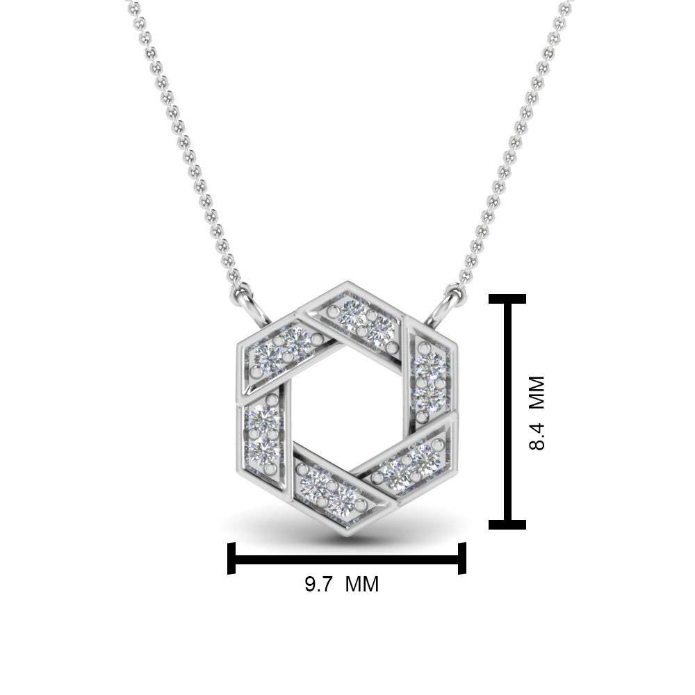 Geometric Shape Pendant with 14K White Gold White Diamond