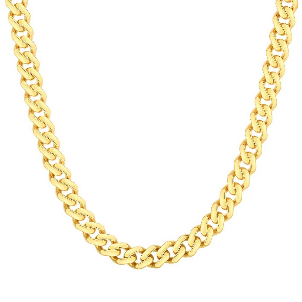 Mens Gold Miami Cuban Chain Necklace with 14K Yellow Gold undefined