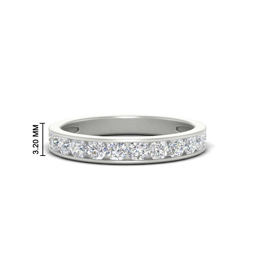 Round Cut Channel Set Anniversary Ring with 14K White Gold White Diamond