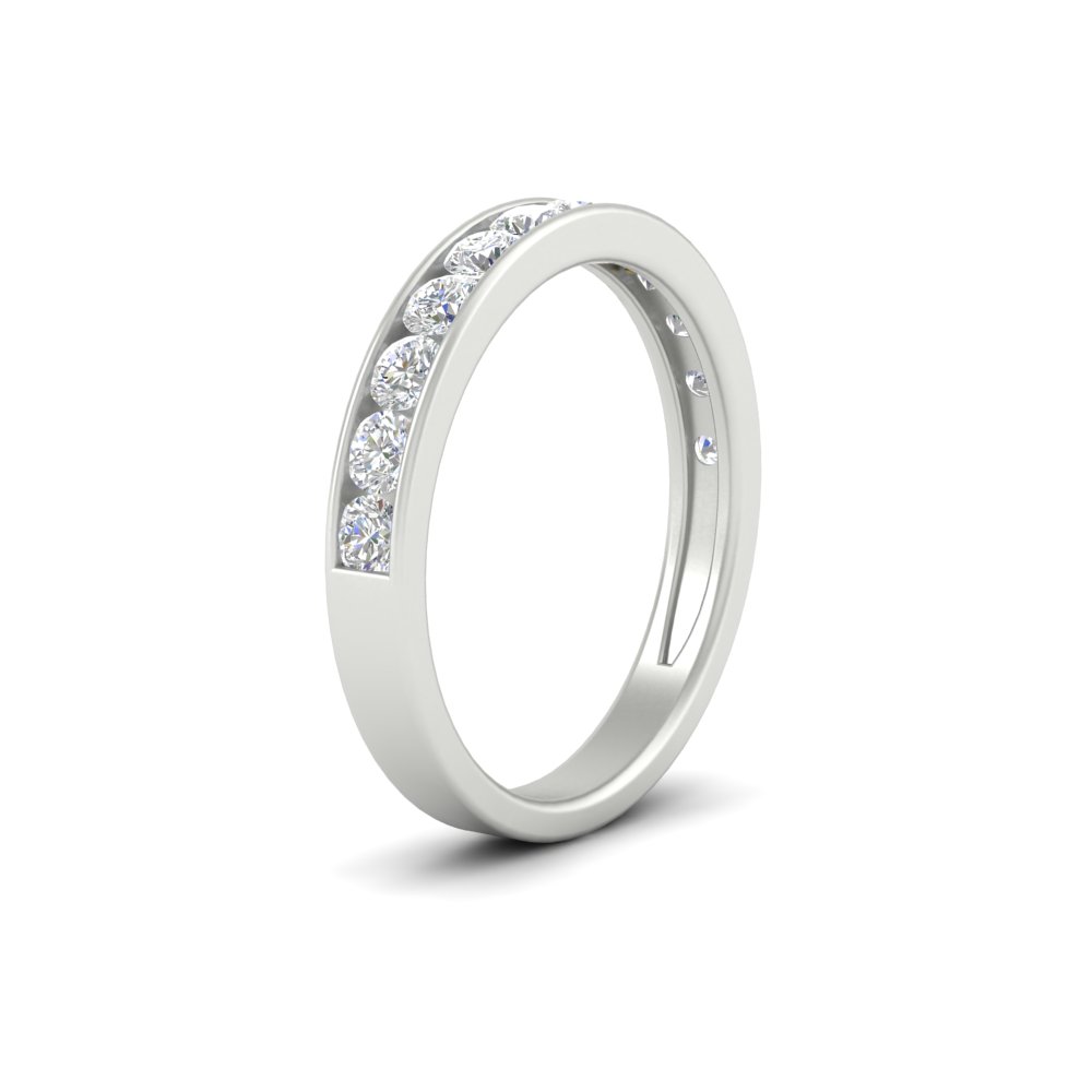 Round Cut Channel Set Anniversary Ring with 14K White Gold White Diamond