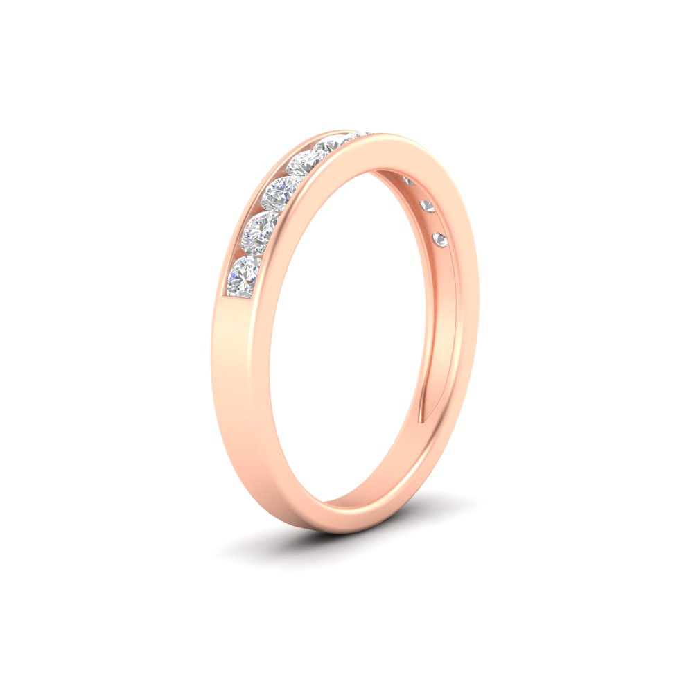 Semi Mount Shaped Half Carat Channel Set Wedding Band with White Diamond 14K Rose Gold