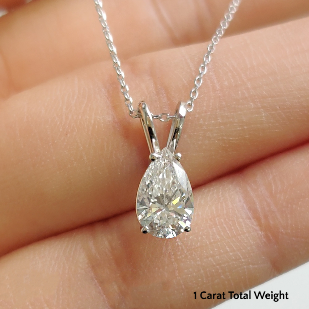 Solid Gold Round Necklace - 0.5 Carat Moissanite Diamond Pendant –  peardedesign.com