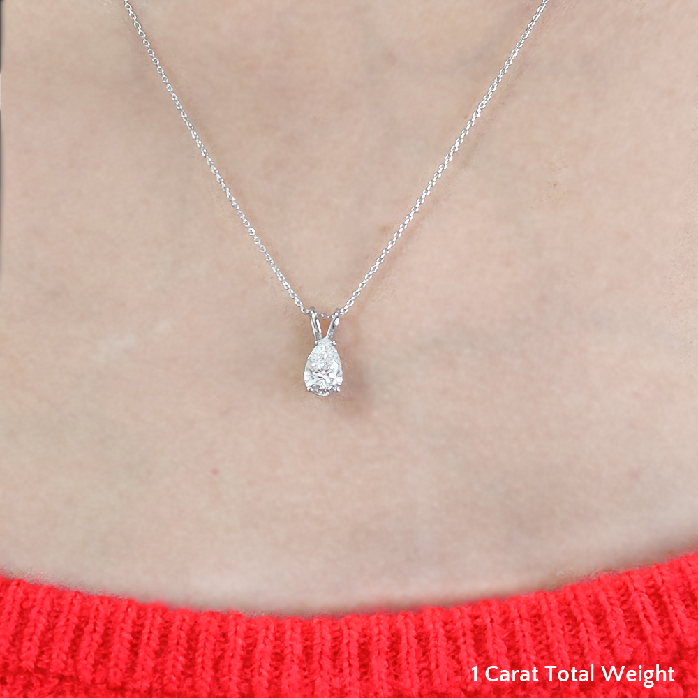 Diamond Necklace 1 ct tw Princess & Round-cut 10K White Gold 18