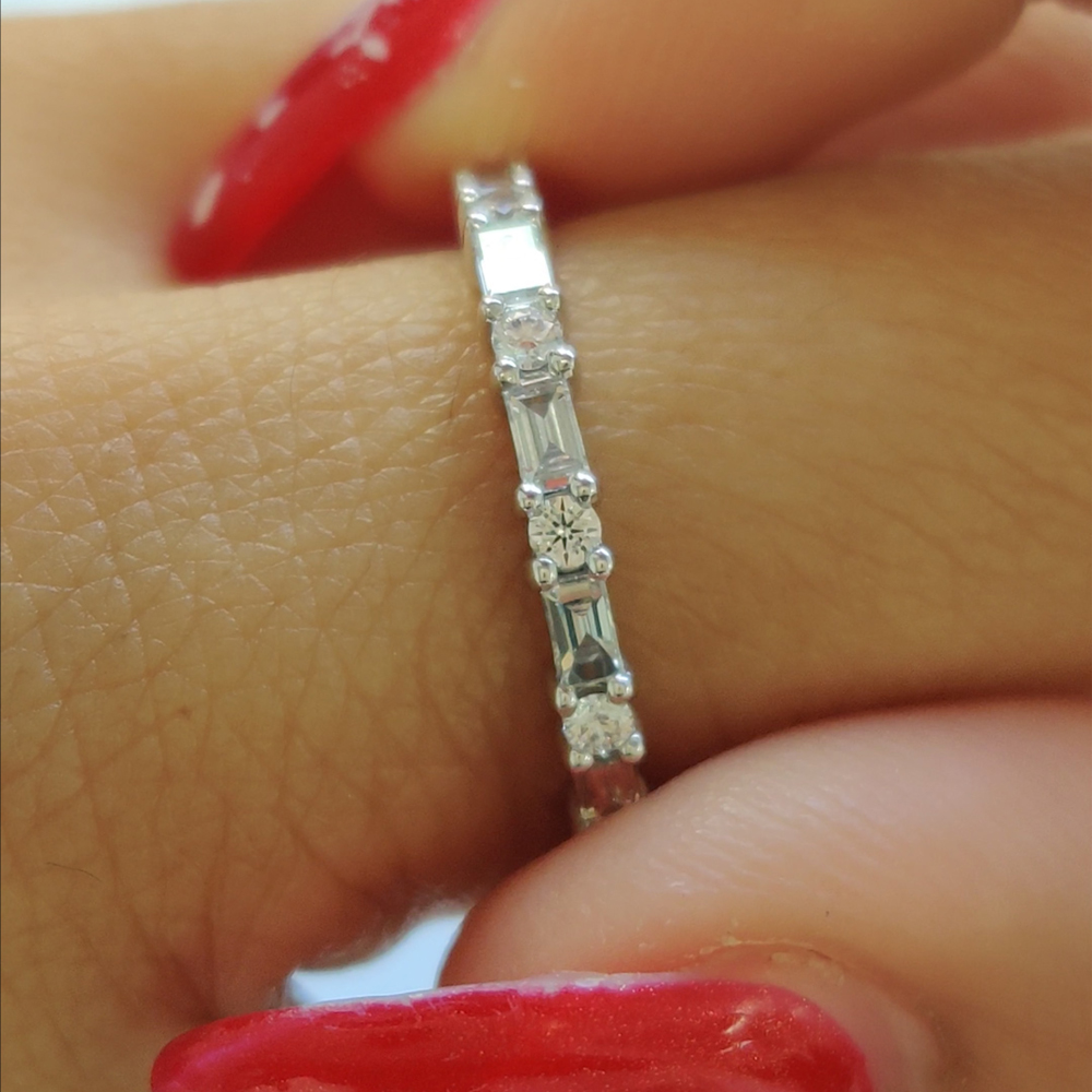 1.25 Ct. Baguette & Round Diamond Eternity Band In 14K White Gold