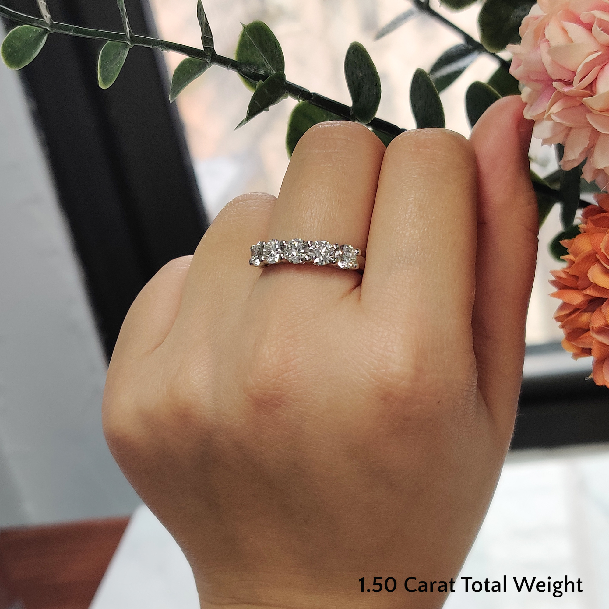 1.5 Ct. Diamond 5 Stone Wedding Ring In 950 Platinum | Fascinating Diamonds