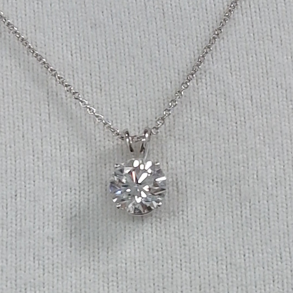 Single Lab Diamond Pendant 2 Carat with 14K White Gold White Diamond