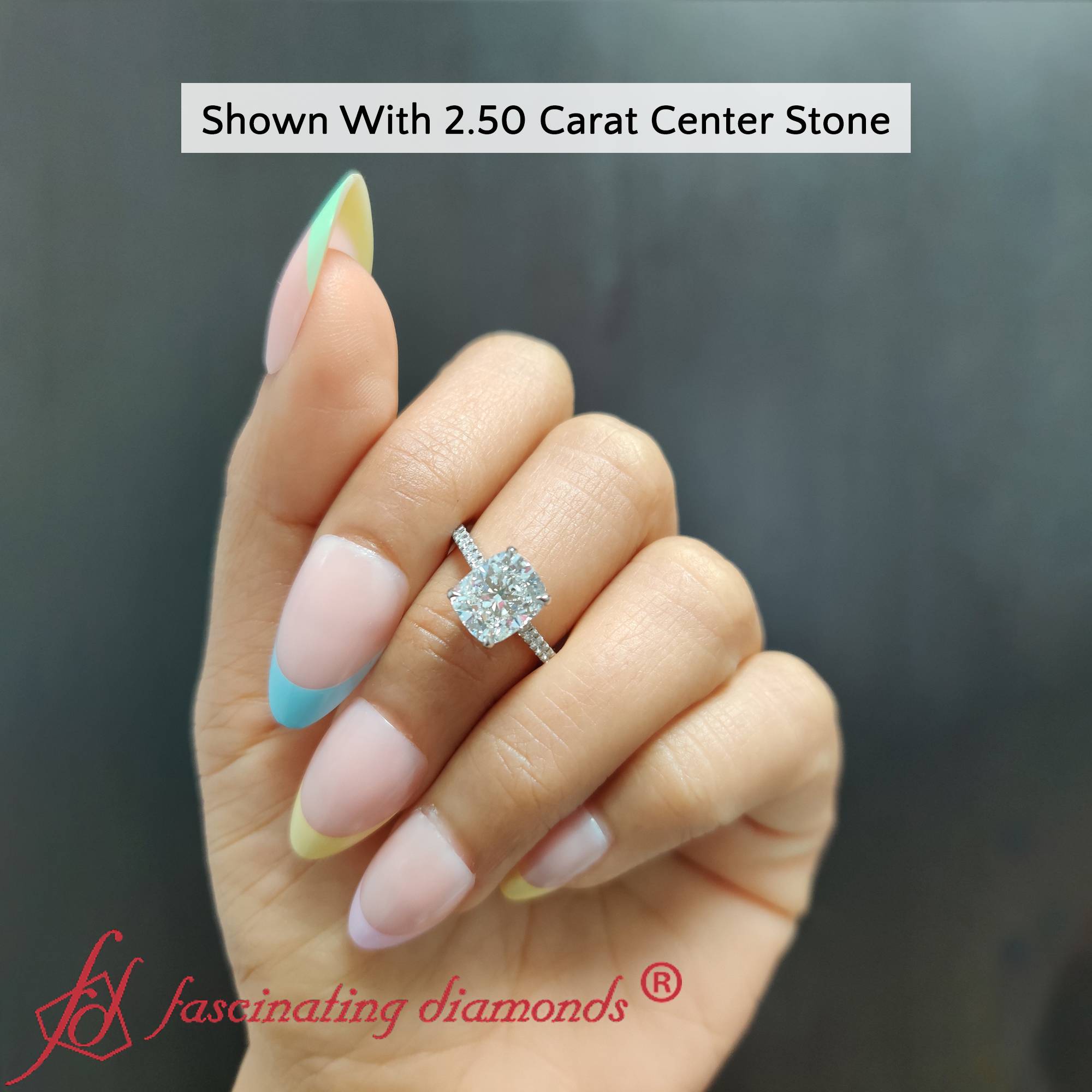 3 Carat Lab Diamond Hidden Halo Ring with 14K White Gold White Diamond