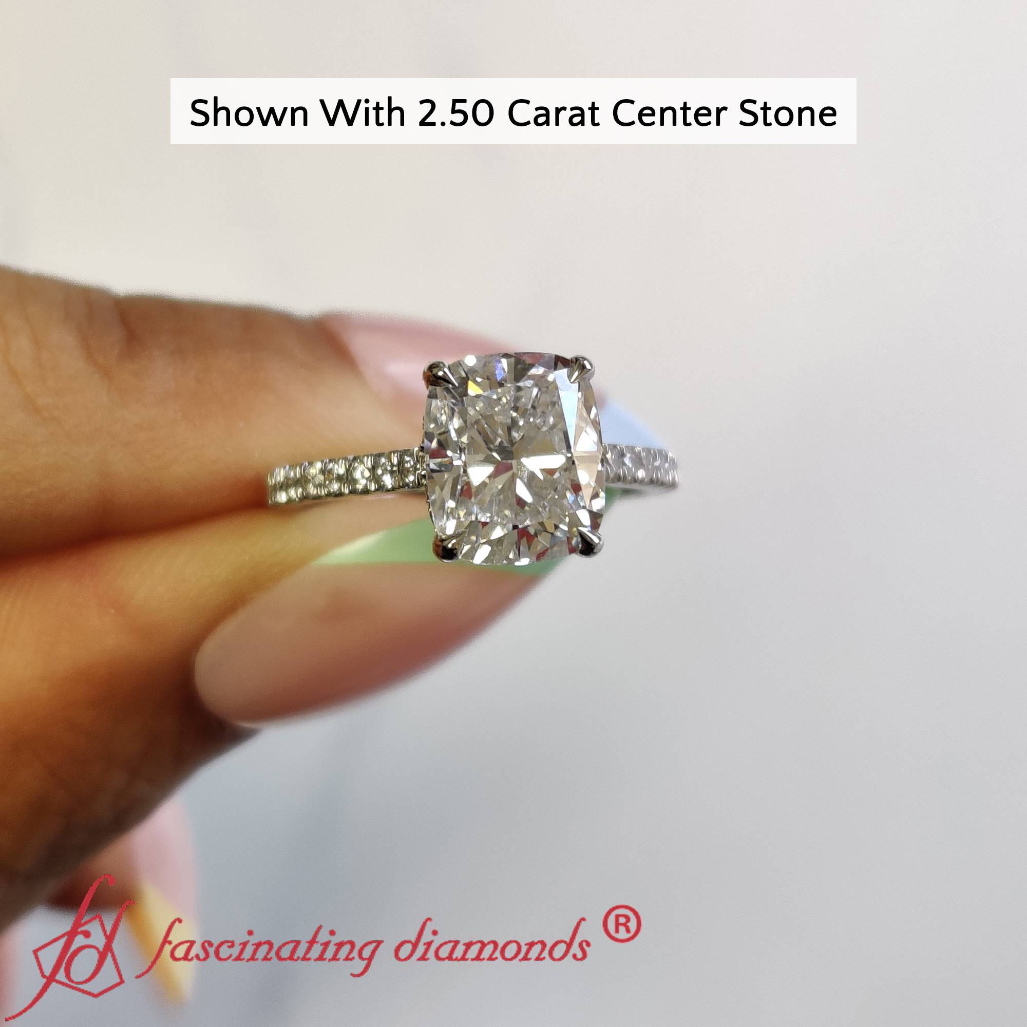 3 Carat Lab Diamond Hidden Halo Ring with 14K White Gold White Diamond