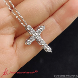 0.50 carat diamond simple cross pendant in white gold FDPD10825 0.50CT NL WG