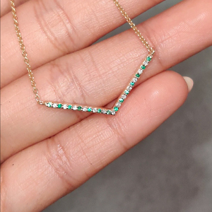 Diamond V-Shaped Chevron Pendant Necklace