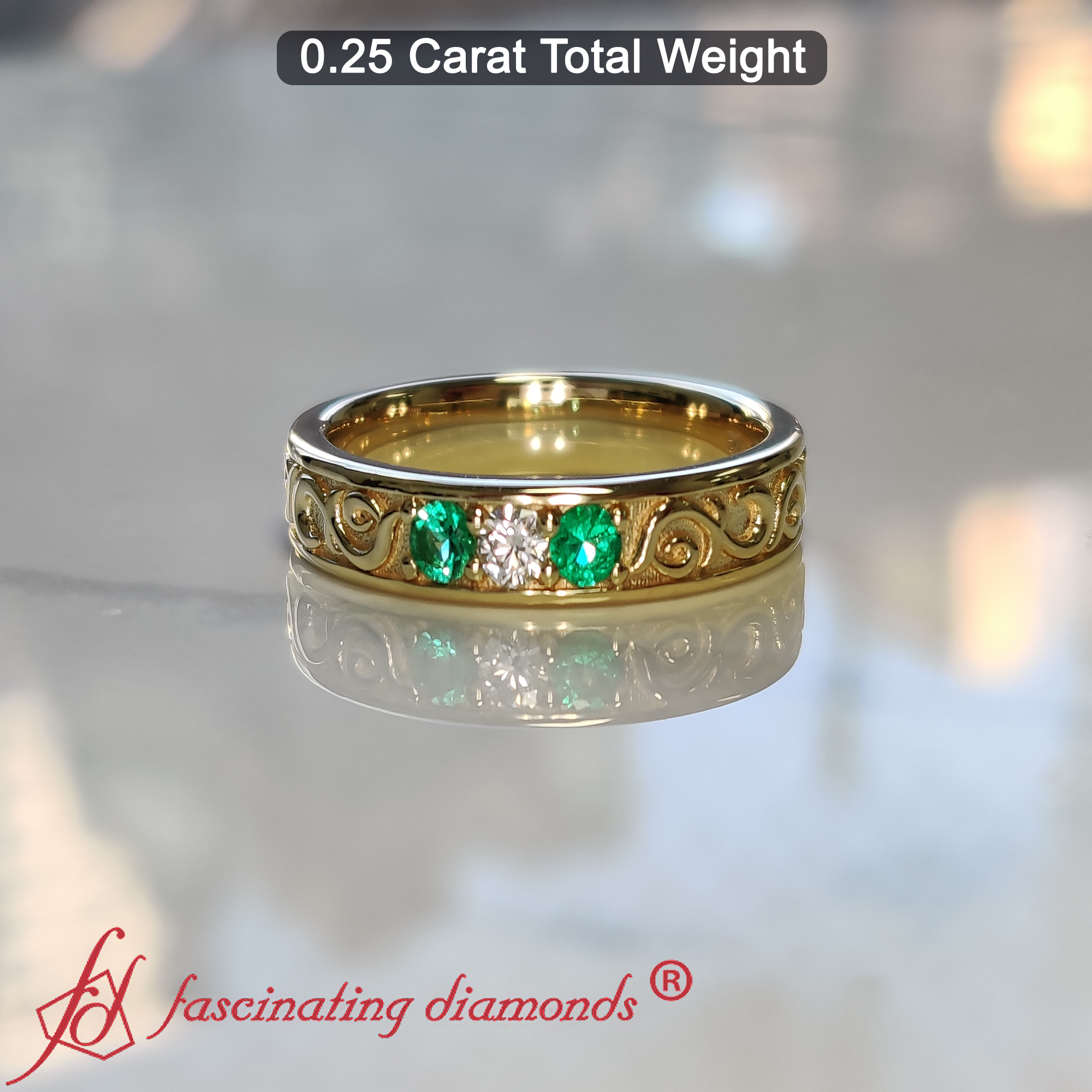 14K White Gold 3 Stone Diamond Men's Band 14K White Gold 3 Stone Diamond Men's Band