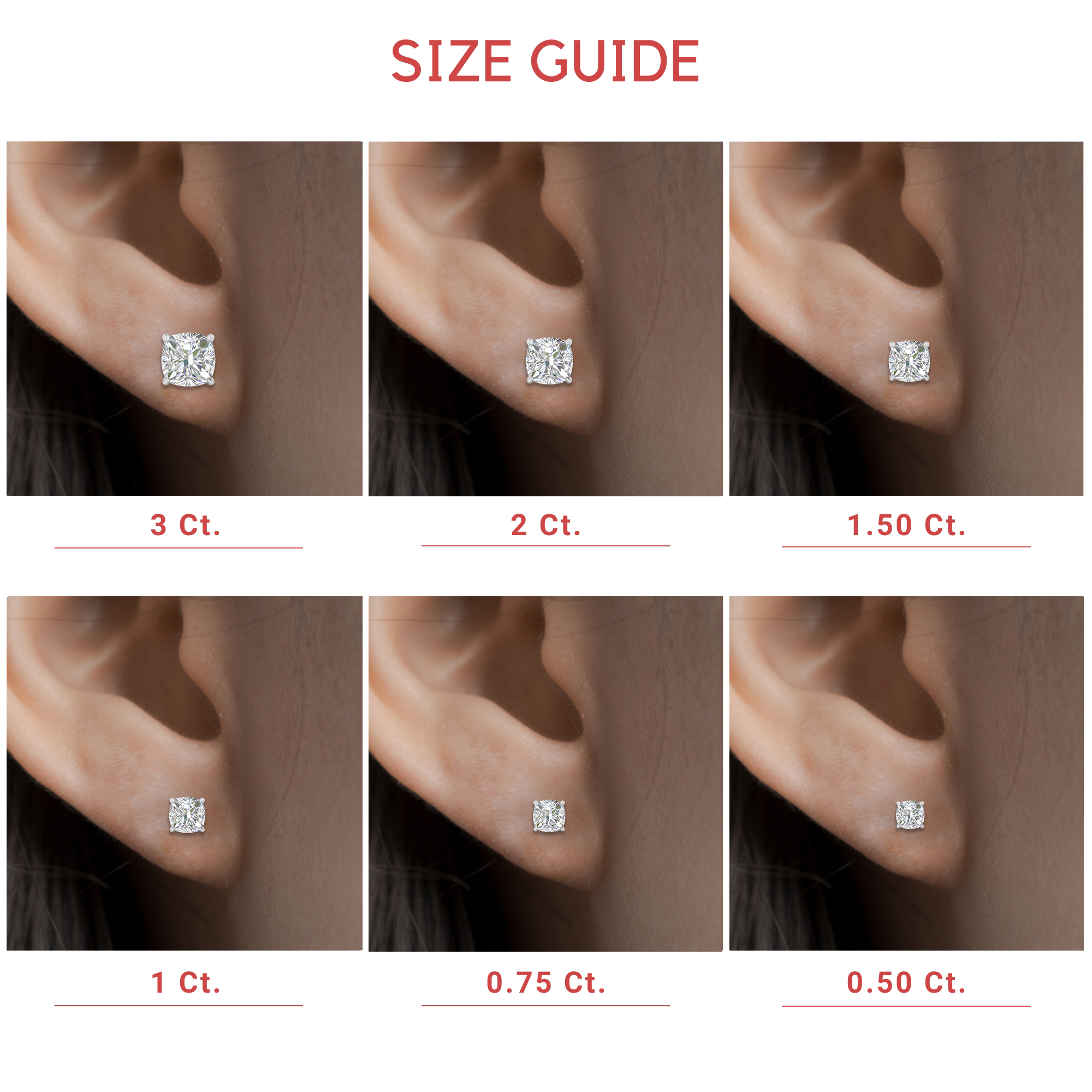 Cushion Diamond Basket Stud Earring 3 Carat with 14K White Gold White Diamond