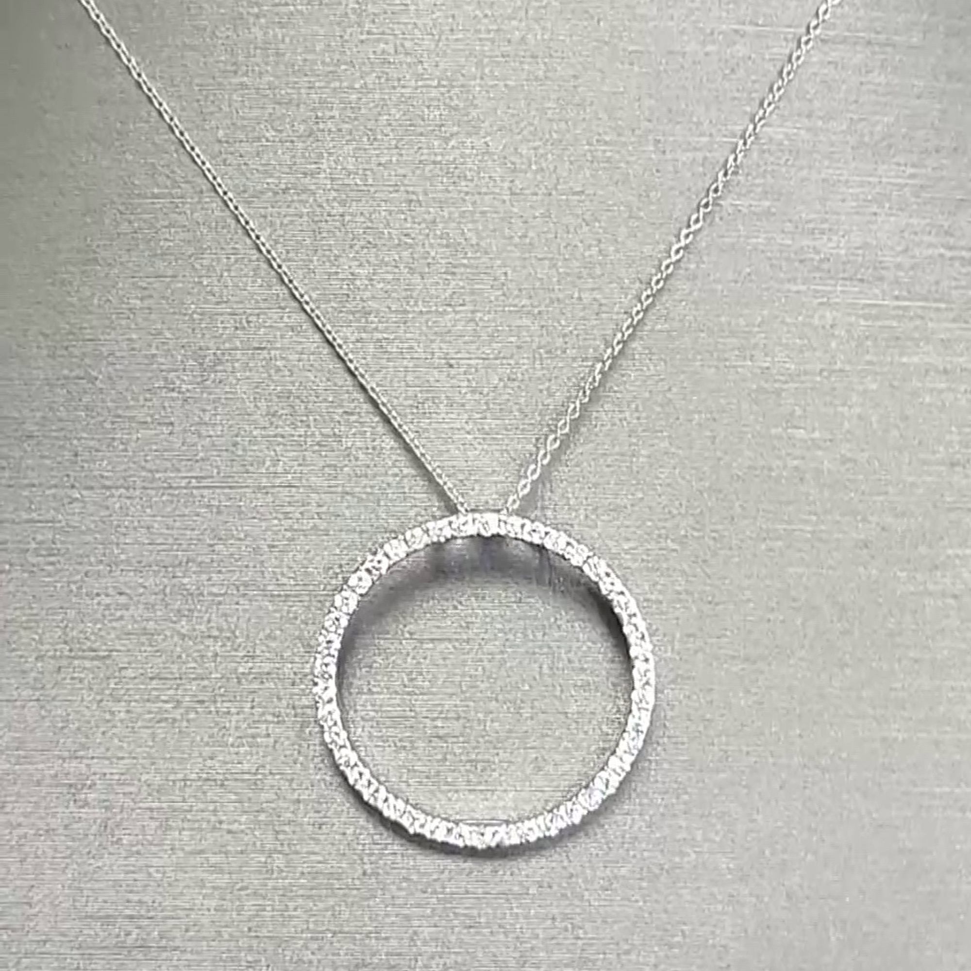 Delicate Diamond Circle Pendant with 14K White Gold White Diamond
