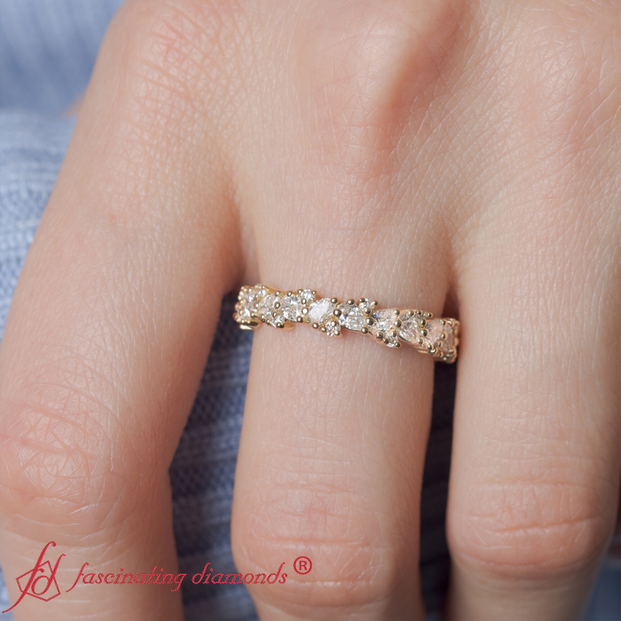 1.50 Ct. Pear Eternity Band with 14K Yellow Gold White Diamond