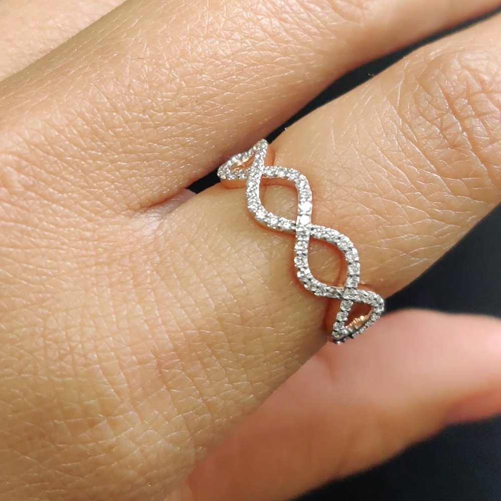 Eternity Infinity Diamond Promise Ring with 14K Rose Gold White Diamond