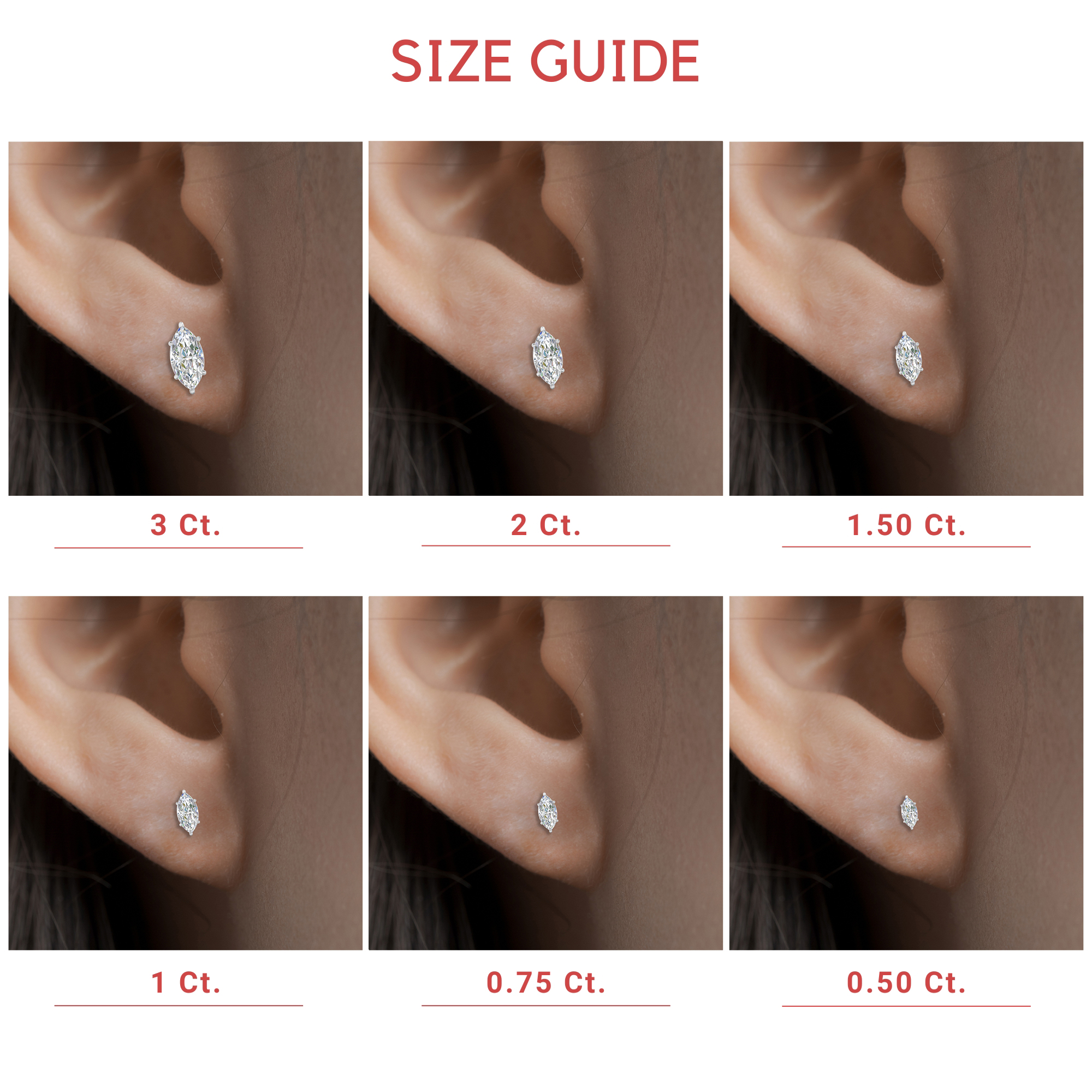 1.50 Carat Marquise Diamond 6 Prong Stud Earrings with 14K White Gold White Diamond