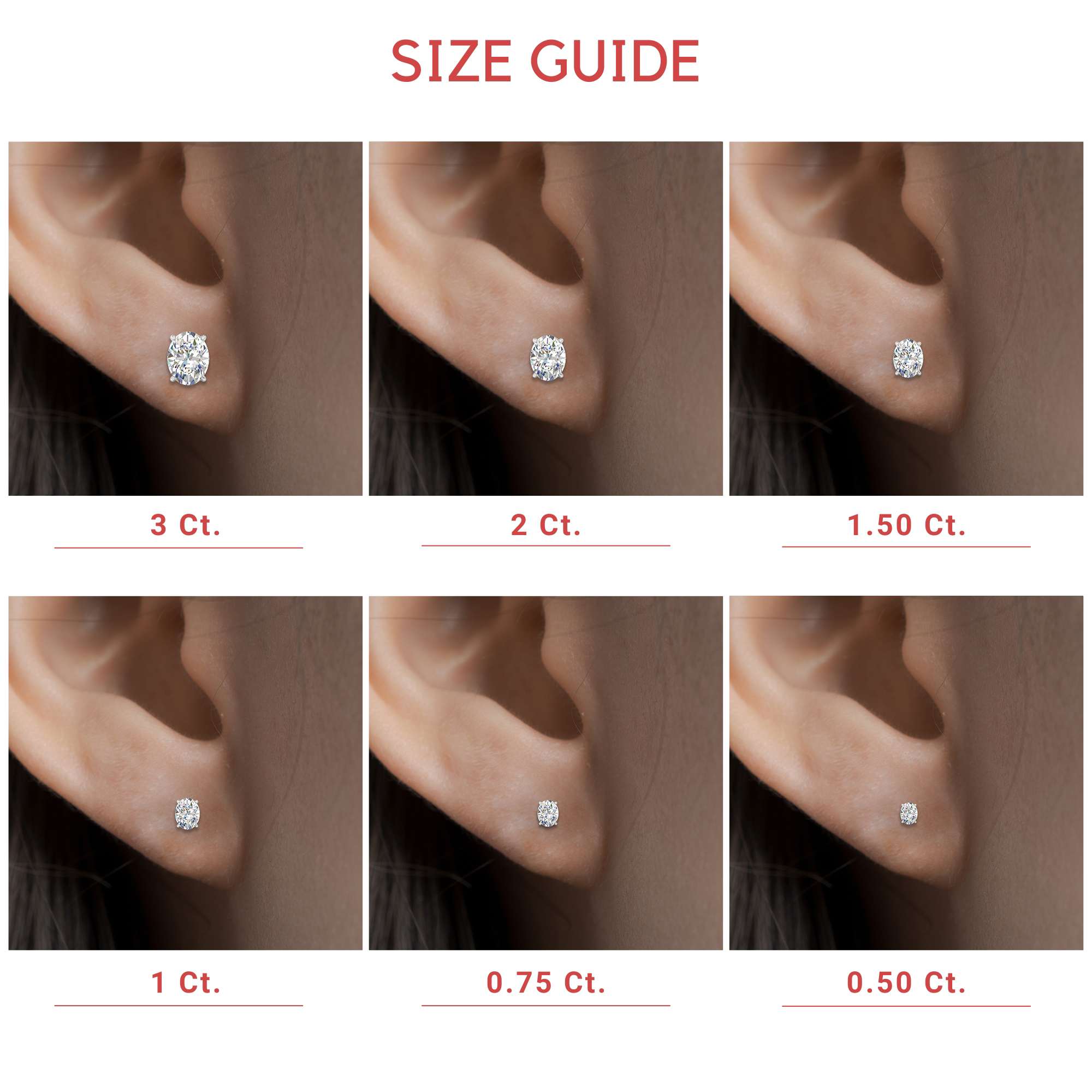 2 Carat Oval Shaped Basket Stud Earring with 14K White Gold White Diamond