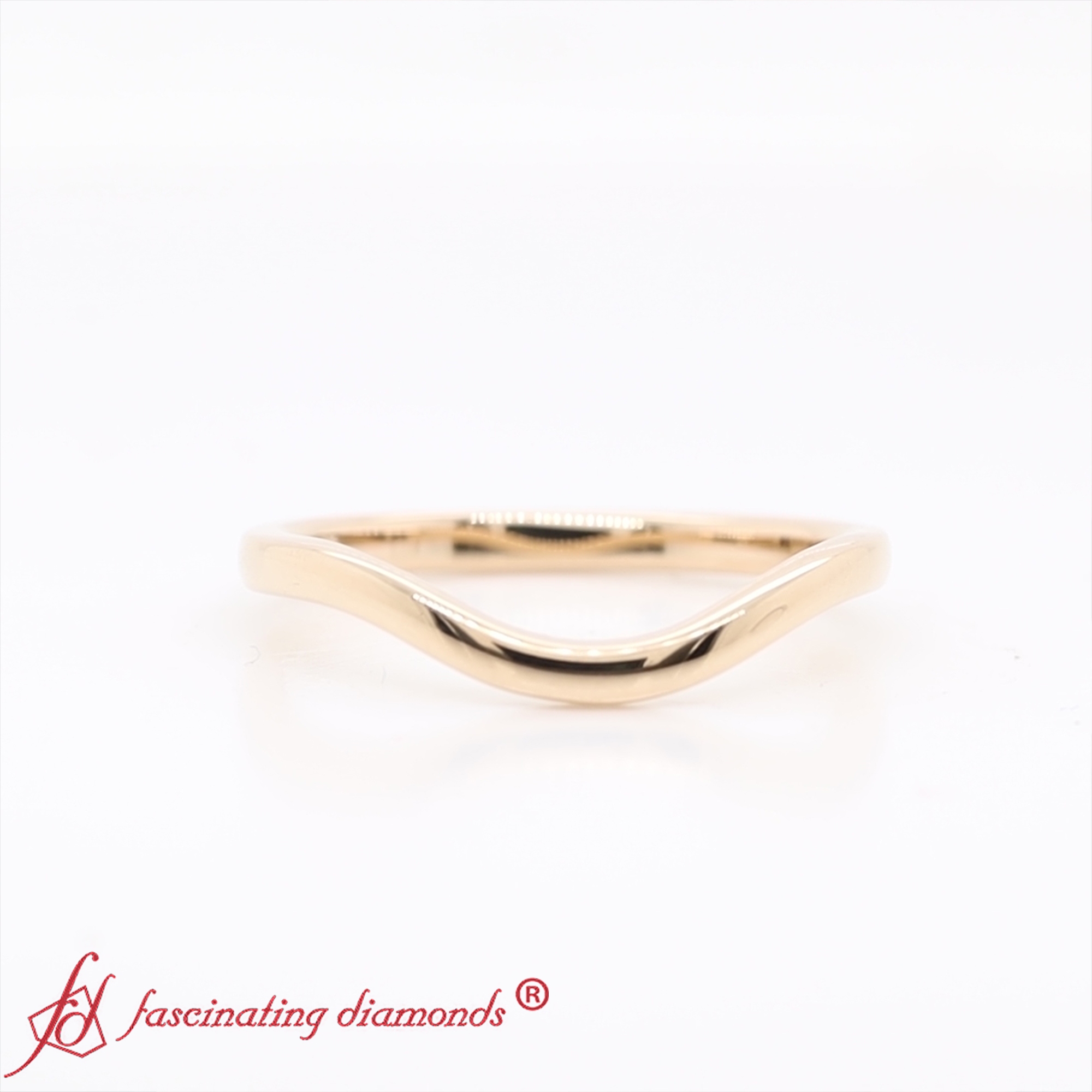 Plain Curved Wedding Band with 14K Yellow Gold undefined