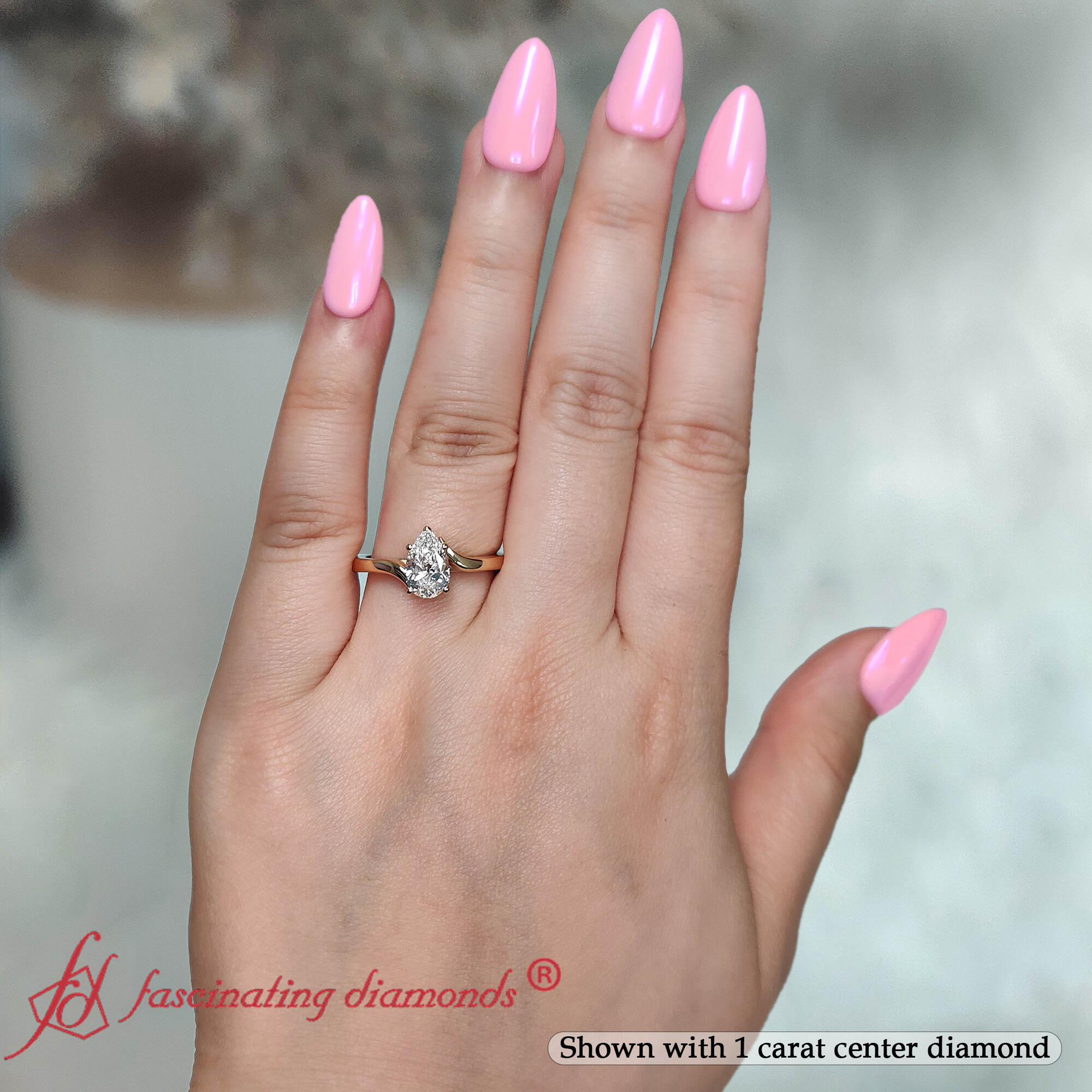Pear Shaped Twisted Shank Solitaire Engagement Ring with undefined in 14K Yellow Gold