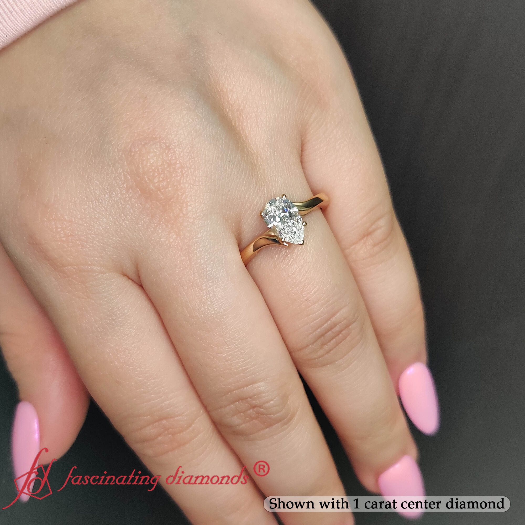 Pear Shaped Twisted Shank Solitaire Engagement Ring with undefined in 14K Yellow Gold