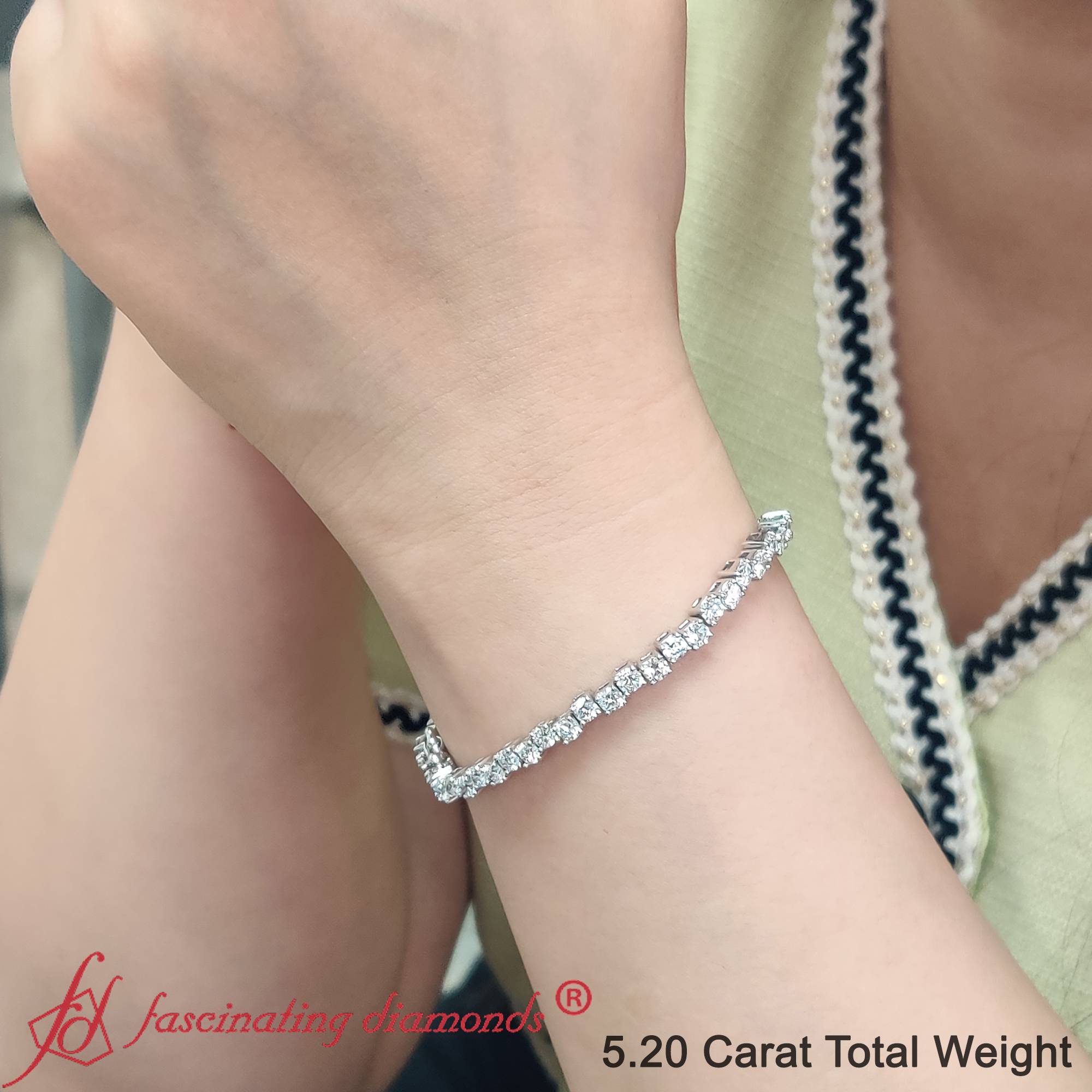 Zig Zag Tennis Diamond Bracelet In 14k White Gold FDBRC10410