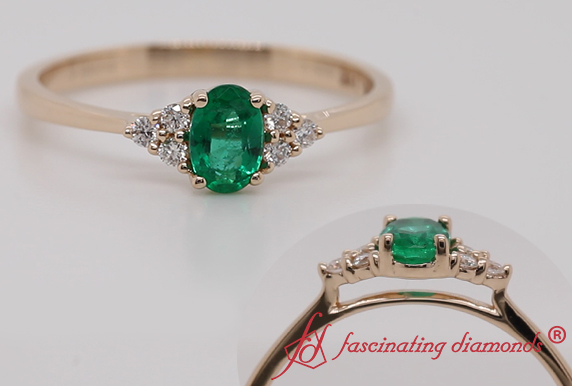 Oval Emerald Petite Cathedral Ring