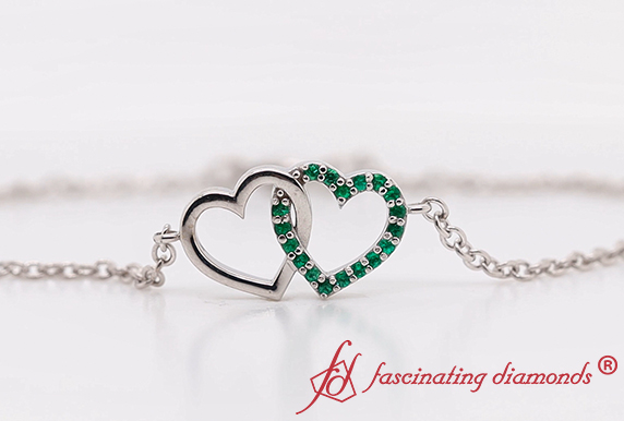 Heart Interlocked Emerald Bracelet