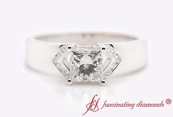 Wide Square Channel Diamond Ring 