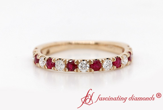 Half Eternity Band With Ruby