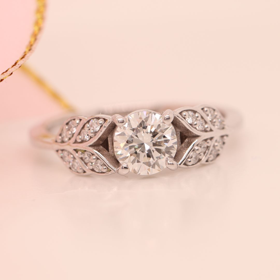 Details about   Round Cut Natural Diamond Accents 14K Gold Vintage Model Engagement Ring 