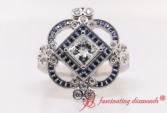 Vintage Look Halo Diamond Ring