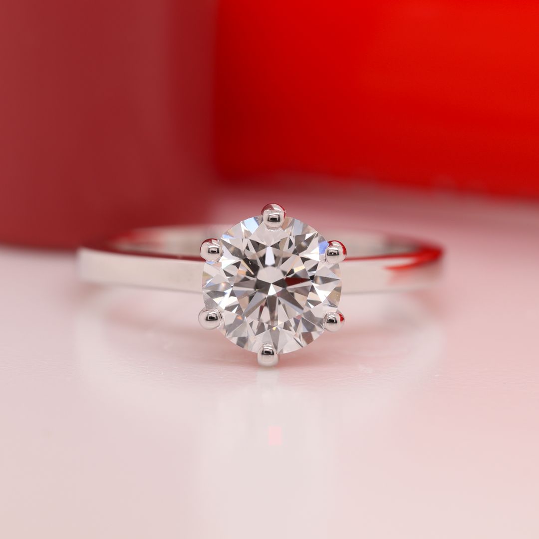 Round Classic Six Prong Solitaire Diamond Engagement Ring