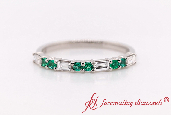Baguette And Round Emerald Band