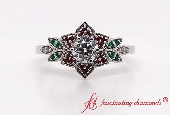 Customized Floral Lab Diamond Ring